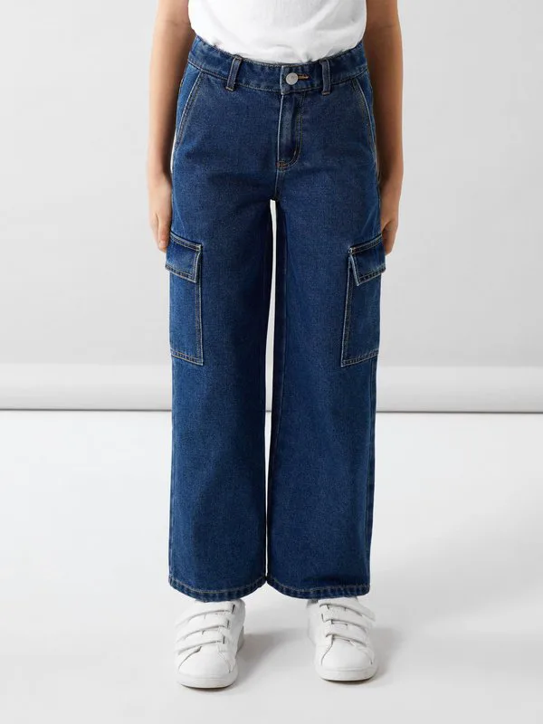 Джинсы nkfrose с широкими расклешенными штанинами Name It, Dark Blue Denim