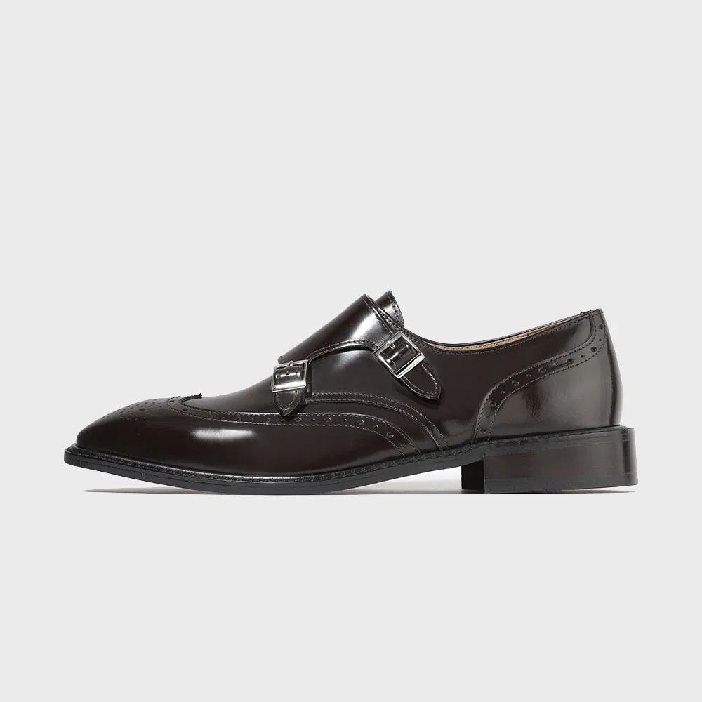 Мужские коричневые двойные монки с деталями Wingtip от Firenze.A — фото 2