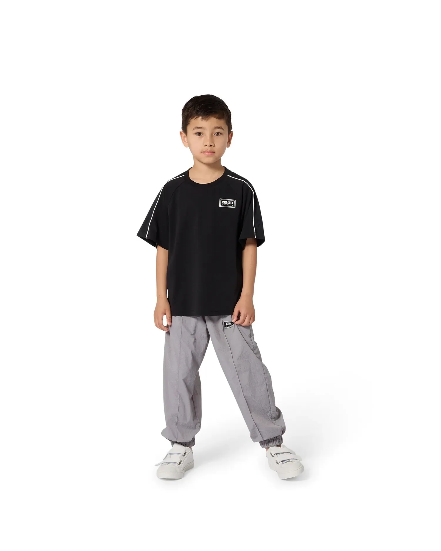 Футболка для мальчика с коротким рукавом, однотонная, из хлопка Kenzo Kids, черный — фото 2