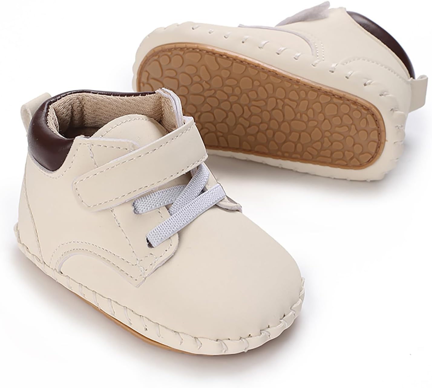 

Детские кроссовки SOFMUO для мальчиков и девочек, высокие на щиколотку, из искусственной кожи, с противоскользящей подошвой, мягкая резиновая подошва, пинетки для младенцев, школьная форма и нарядная обувь для малышей, A4/Beige