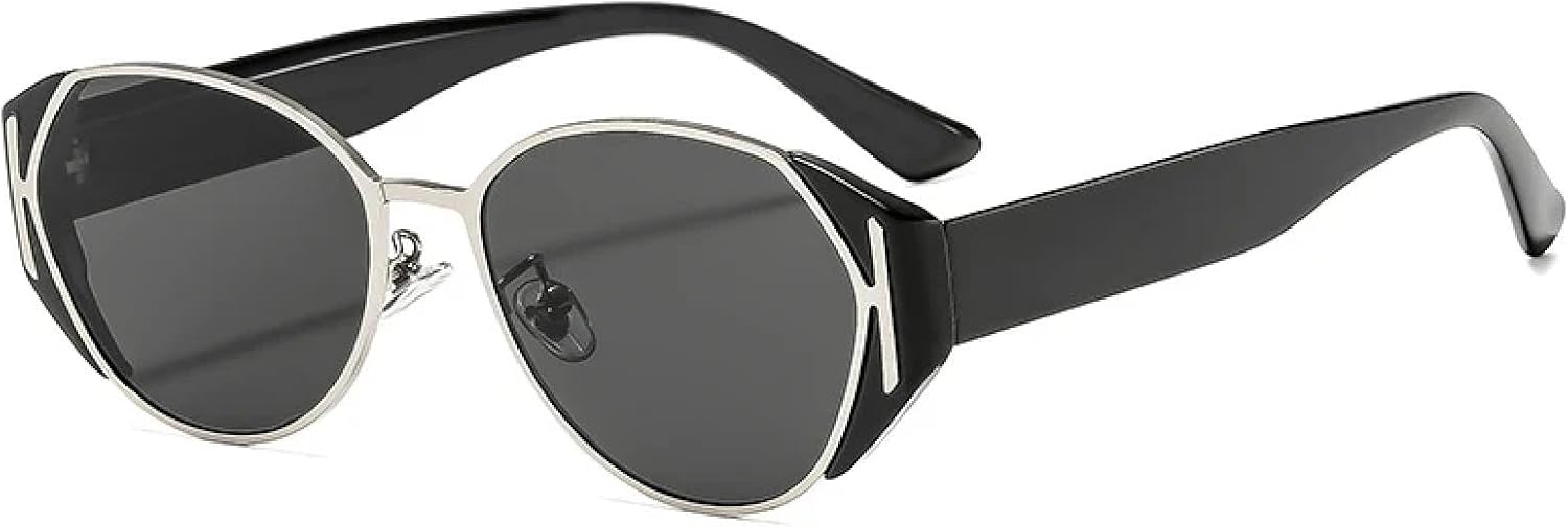 

Модные винтажные овальные солнцезащитные очки для мужчин и женщин, роскошные, для активного отдыха, летних путешествий, вождения, защита от УФ-излучения UV400 TKKTLLT, Black Gray