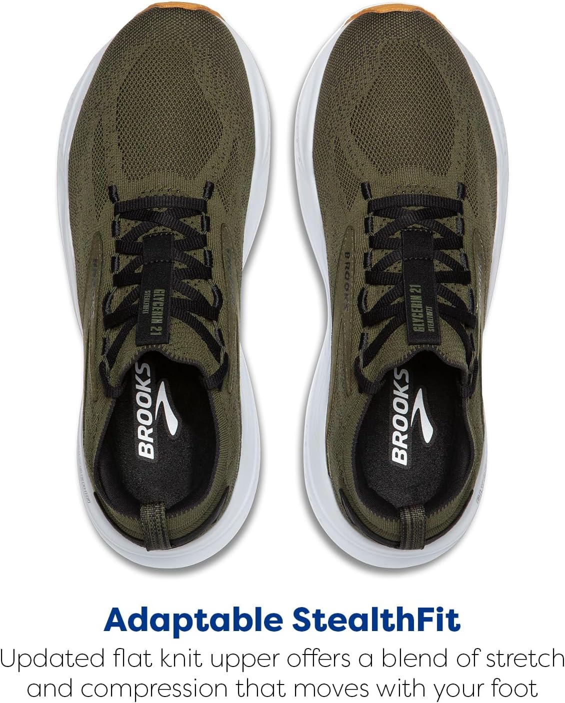 Мужские кроссовки Brooks Glycerin Stealthfit 21 нейтральные для бега, белый/черный/зеленый — фото 4