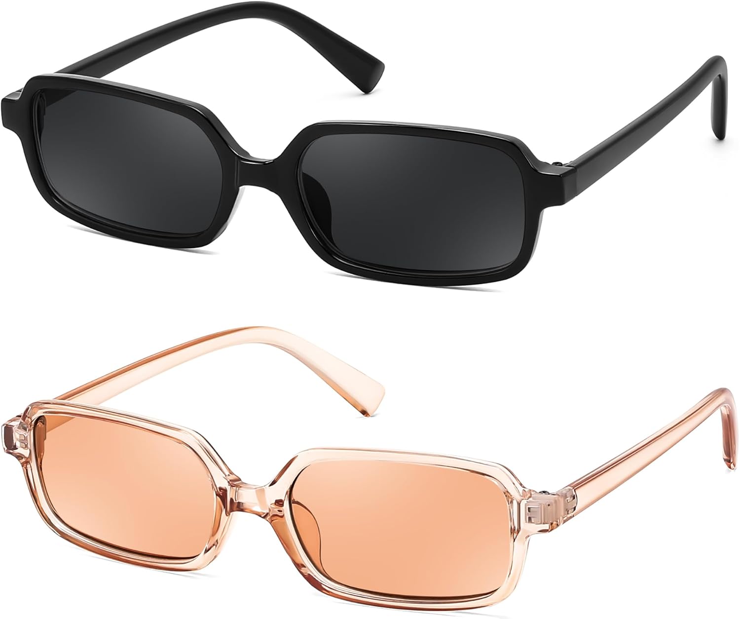 

Солнцезащитные очки FEISEDY прямоугольной формы для женщин и мужчин, женские солнцезащитные очки в стиле 90-х, маленькая узкая оправа, модный винтажный стиль, артикул B9167, 2pack=black+champagne