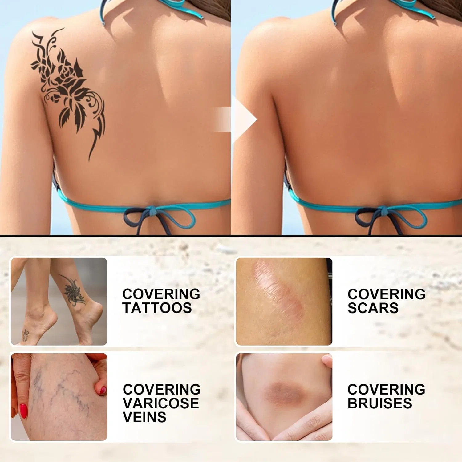 Водостойкий тональный крем для ног и тела «Body Leg Make-Up Waterproof» Broeyoue, Wheat Color — фото 4