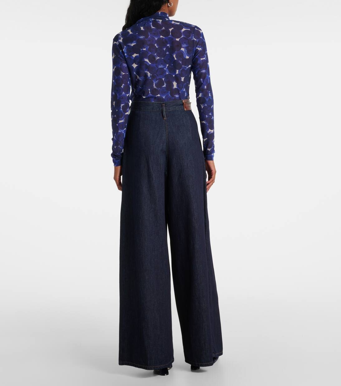 Джинсы с высокой посадкой и широкими штанинами Dries Van Noten, индиго — фото 3