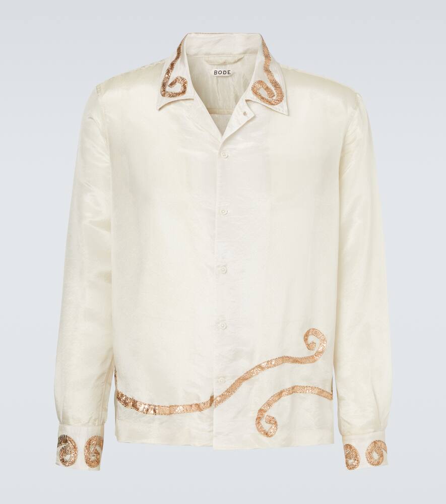 

Лидо рубашка с аппликацией полупрозрачная Bode, Antique Gold