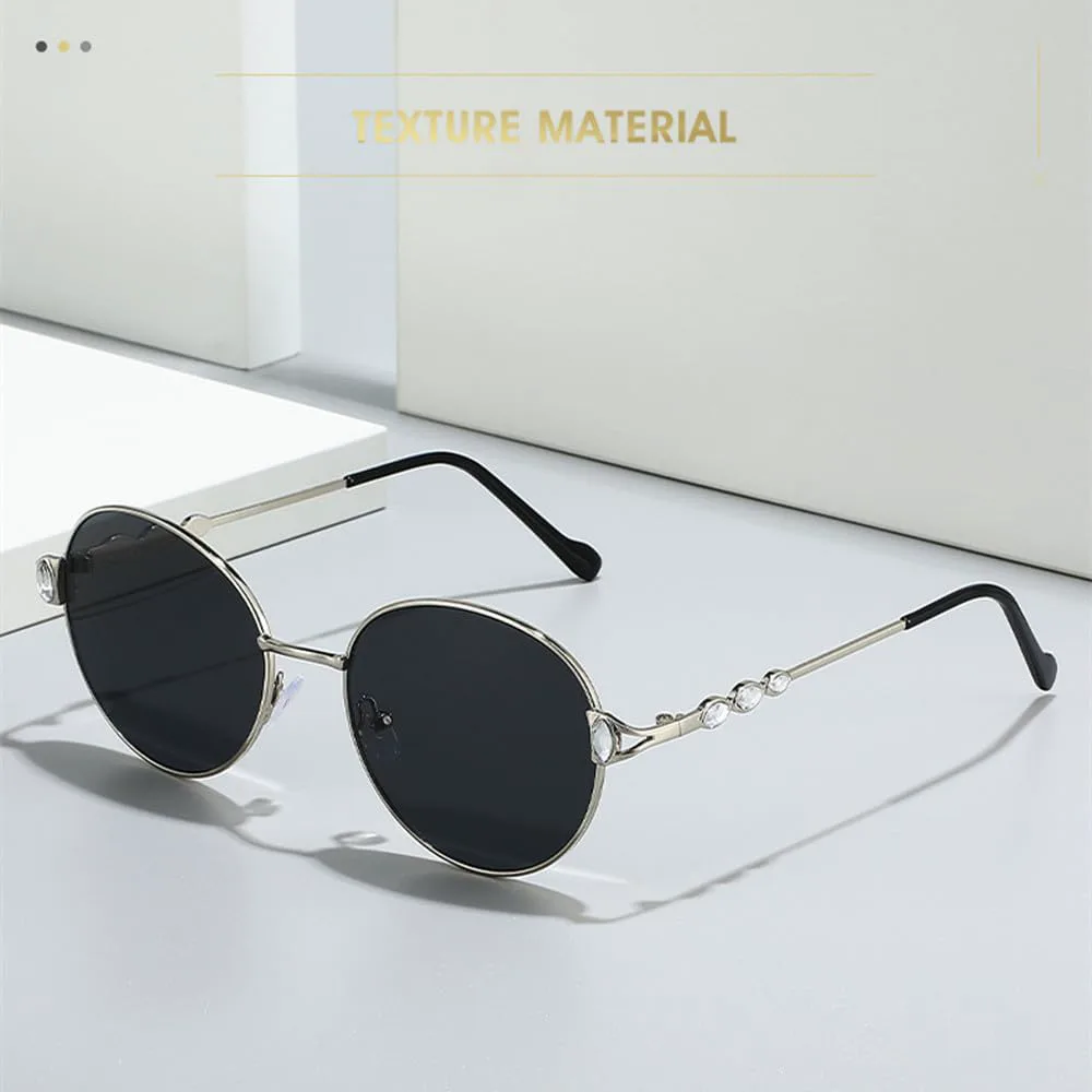 

Модные винтажные солнцезащитные очки для женщин, для путешествий, вечеринок, отдыха на природе, овальные, с бриллиантовой оправой. Стильные очки MTZJH, Gold Clear