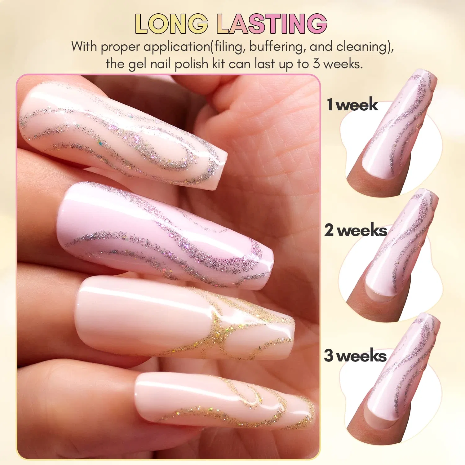 Набор гель-лаков Makartt с глиттером, 2 цвета Makartt, Gold And Silver Nails Liner — фото 4