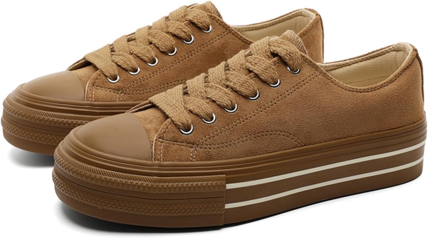 

Мужские кроссовки на платформе из холщовой ткани - на шнуровке, повседневная обувь с ретро-стилем, удобные и стильные для ежедневной носки, идеально подходят для мужской моды Aokisx, коричневый