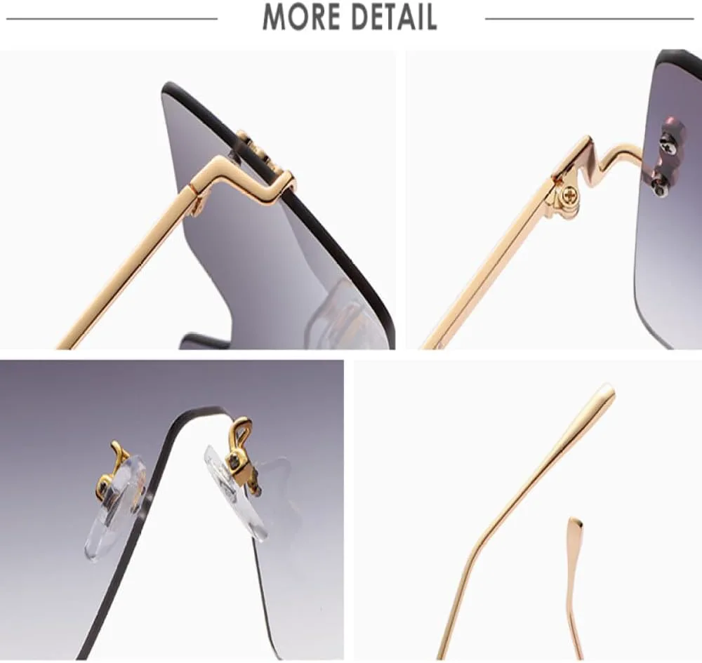 

Ретро солнцезащитные очки для женщин, модные, без оправы, градиентные солнцезащитные очки, декоративные солнцезащитные очки для женщин без оправы LVTFCO, Yellow