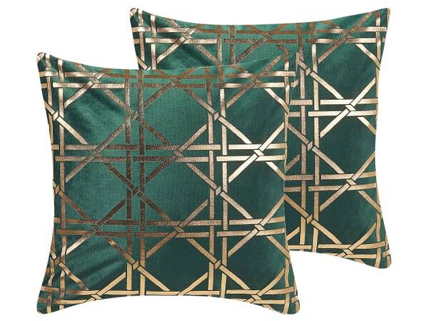 

Подушка Beliani 2 шт CASSIA, 45x45x45 см цвет dunkelgrün/gold/grün