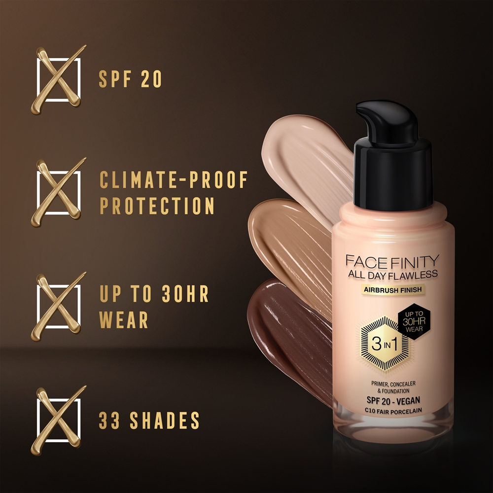 Крем для лица SPF MAX FACTOR Facefinity безупречный стойкий тональный на весь день +, atspalvis 10 fair porcelain — фото 3