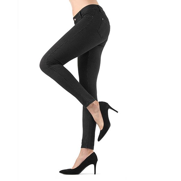 

Джинсовые леггинсы Tochka в горошек из хлопковой смеси Memoi, Black Denim