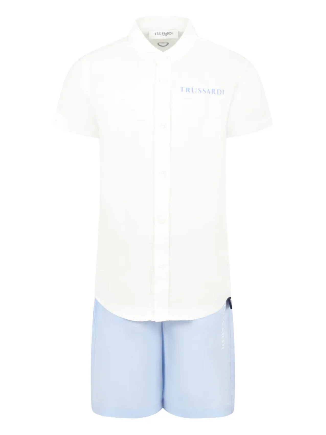 

Комплект из хлопковой рубашки и шорт TRUSSARDI JUNIOR, белый