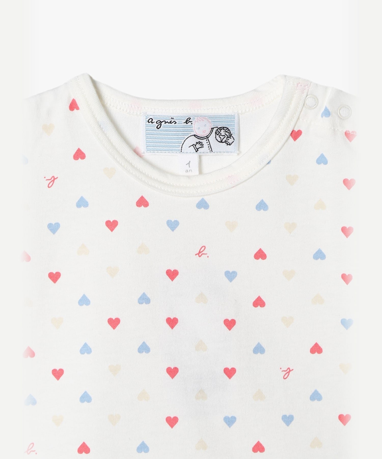 Детская разноцветная хлопковая футболка с коротким рукавом Agnes b. ENFANT, Beige — фото 3