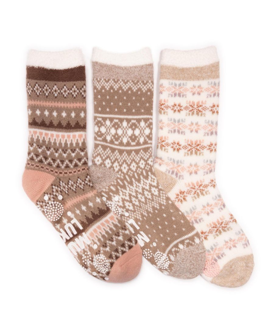 

Женские домашние носки, 3 шт, высокие, уютные, на подкладке MUK LUKS, Pink/brown pack