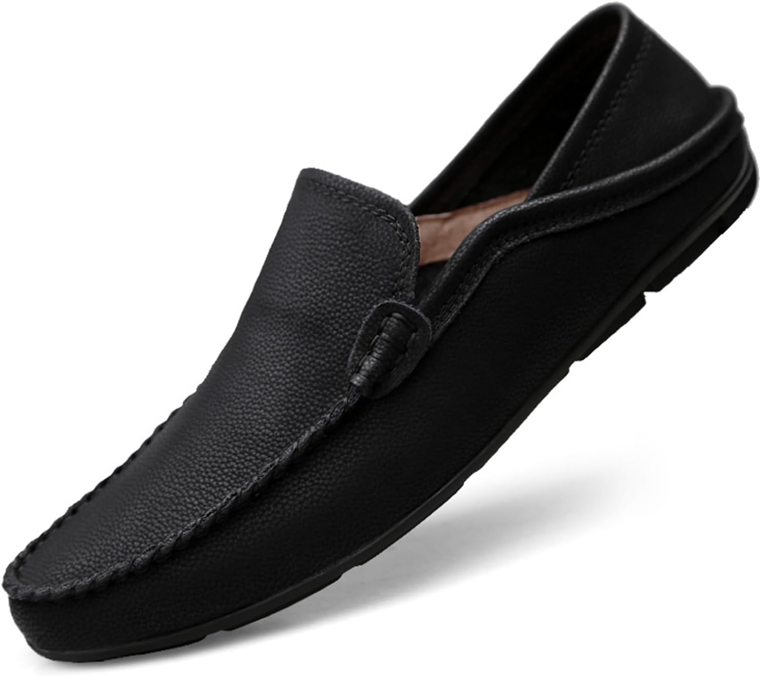 

Мужские лоферы слипоны из кожи, повседневная обувь для мужчин, удобные дышащие обувь для ходьбы и вождения Abborora, черный