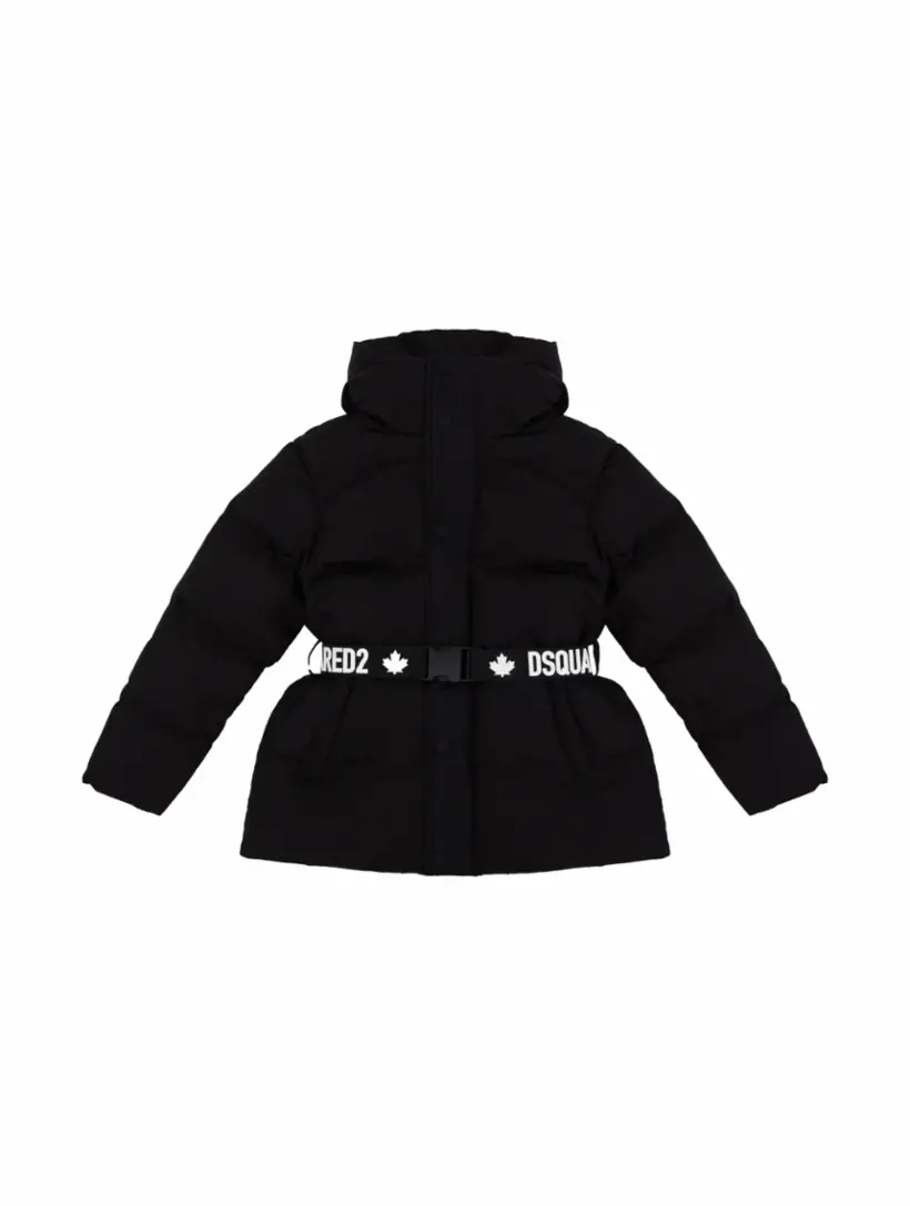 

Стеганый пуховик с поясом Dsquared2, черный