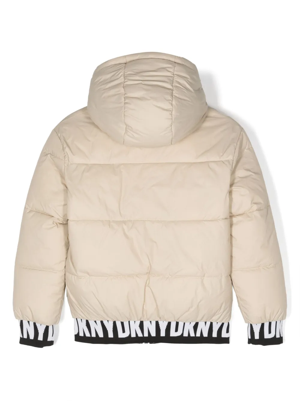 Двусторонний пуховик с капюшоном Dkny Kids, бежевый — фото 2