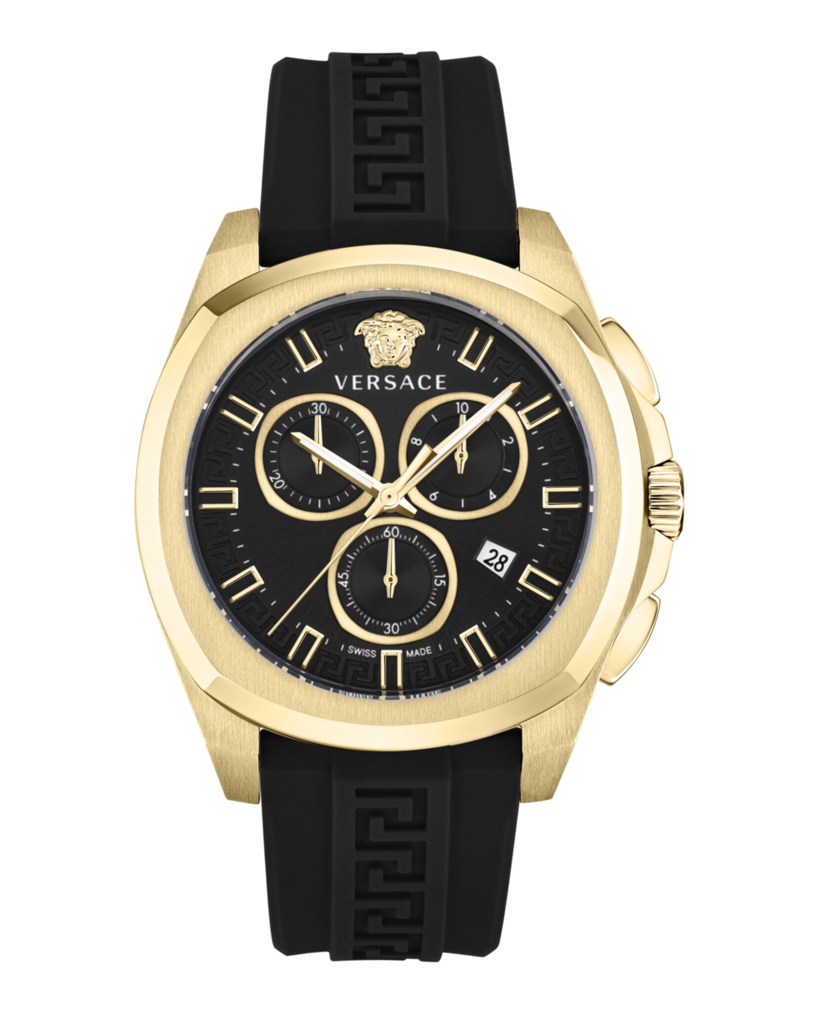 

Силиконовые часы Versace Geo Chrono, черный/золотой/черный