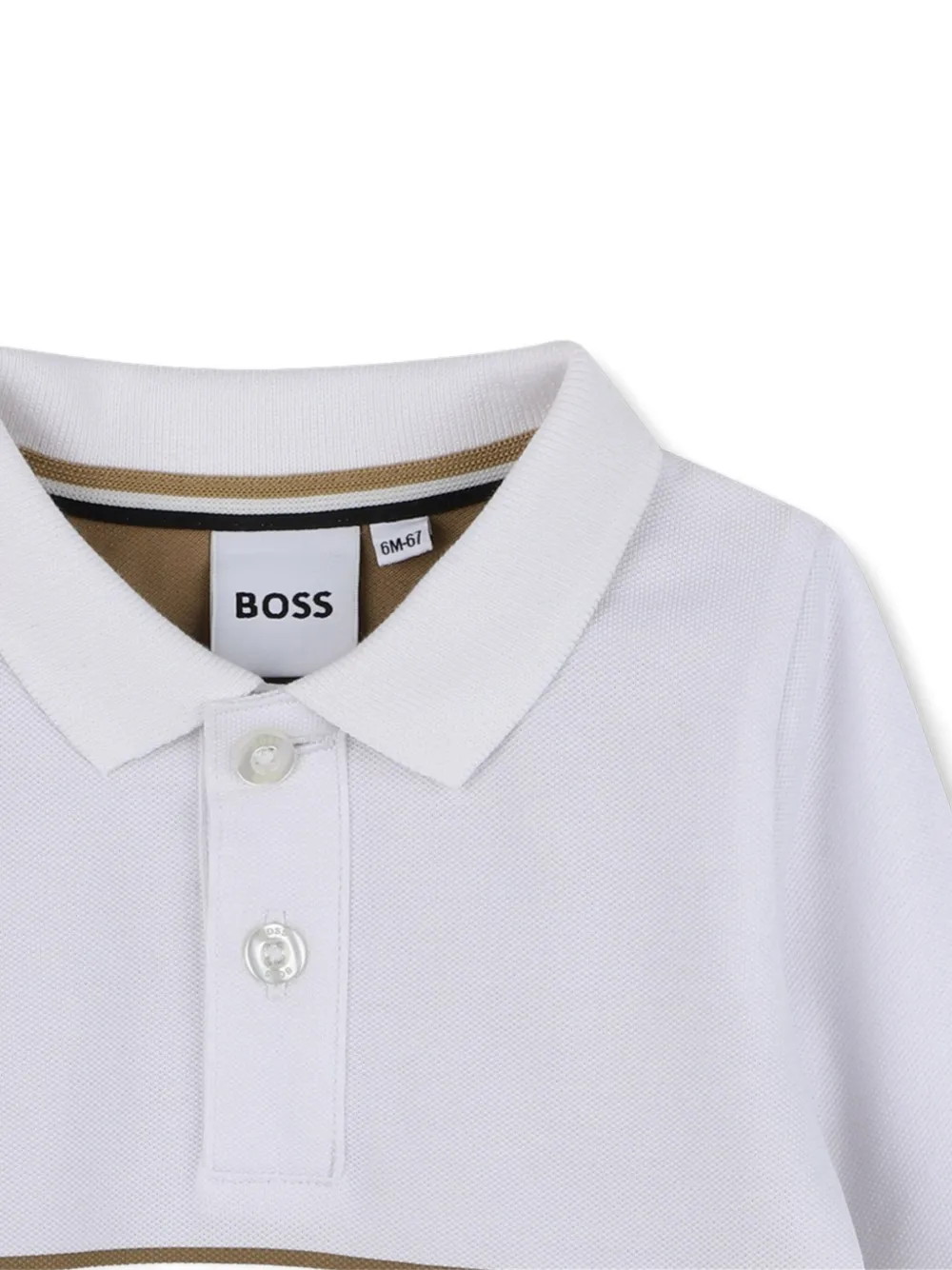 Рубашка поло со вставками и длинными рукавами BOSS Kidswear, белый — фото 3