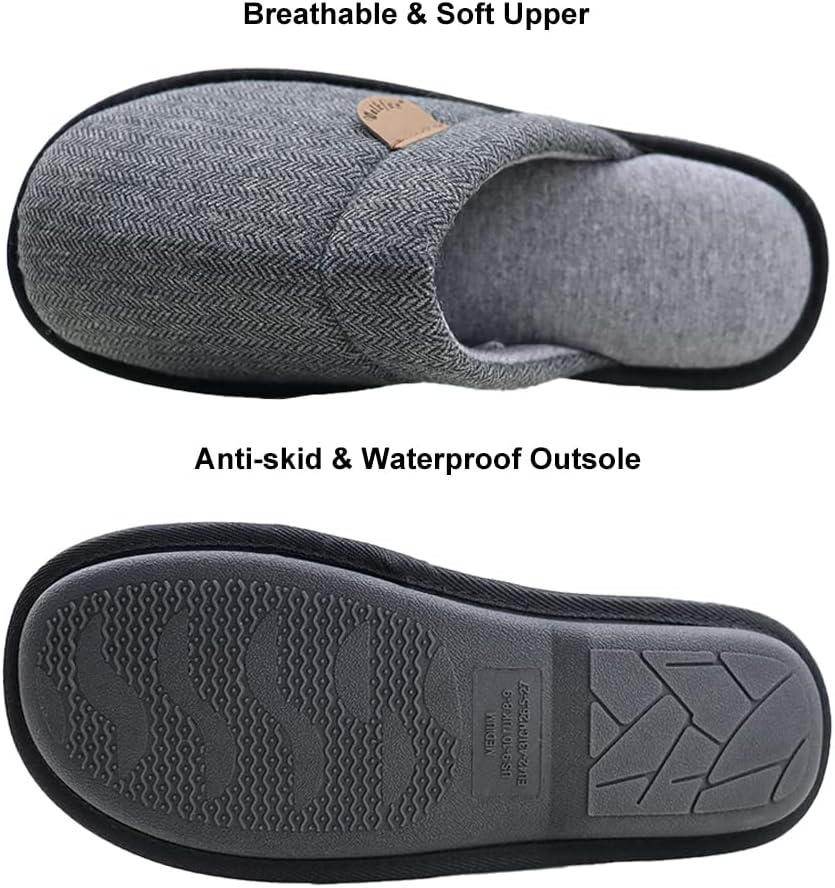 Удобные домашние тапочки WALKFUN для мужчин, с закрытым носком, комфортные, теплые, без застежек, с эффектом памяти, для спальни и дома, черный — фото 4