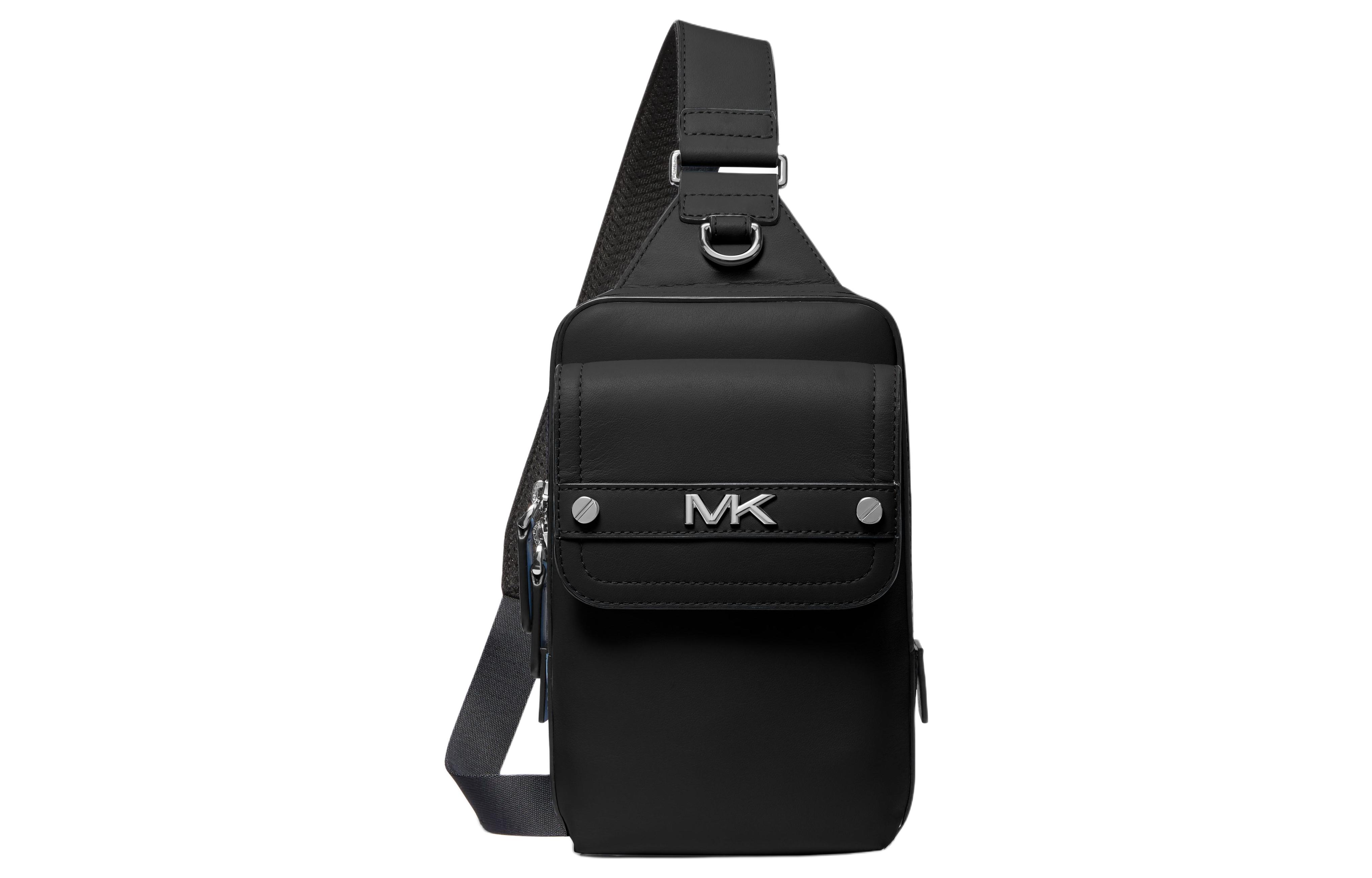 

Кожаная сумка-слинг из коровьей кожи, поясная сумка, плечевая сумка, кроссбоди среднего размера мужская черная MICHAEL KORS