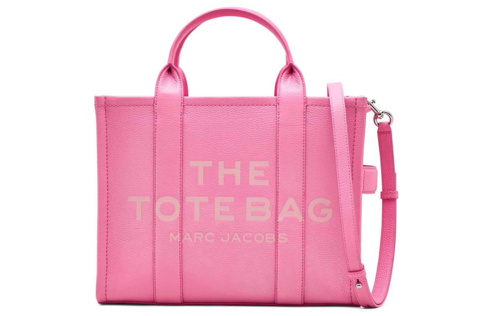 

MARC JACOBS Кожаная сумка-шоппер, шоппер, сумка через плечо, женская сумка среднего размера ярко-розового цвета