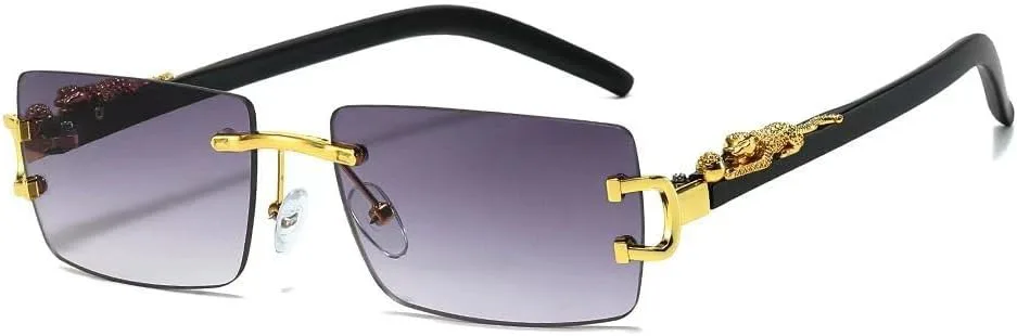 

Модные прямоугольные солнцезащитные очки без оправы для женщин, роскошные ретро-солнцезащитные очки без оправы с градиентными линзами для мужчин HVTVTLA, Gray