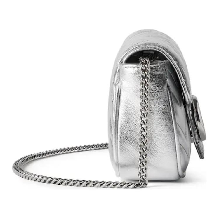 Серебристая мини-сумка GUCCI из натуральной кожи — фото 3