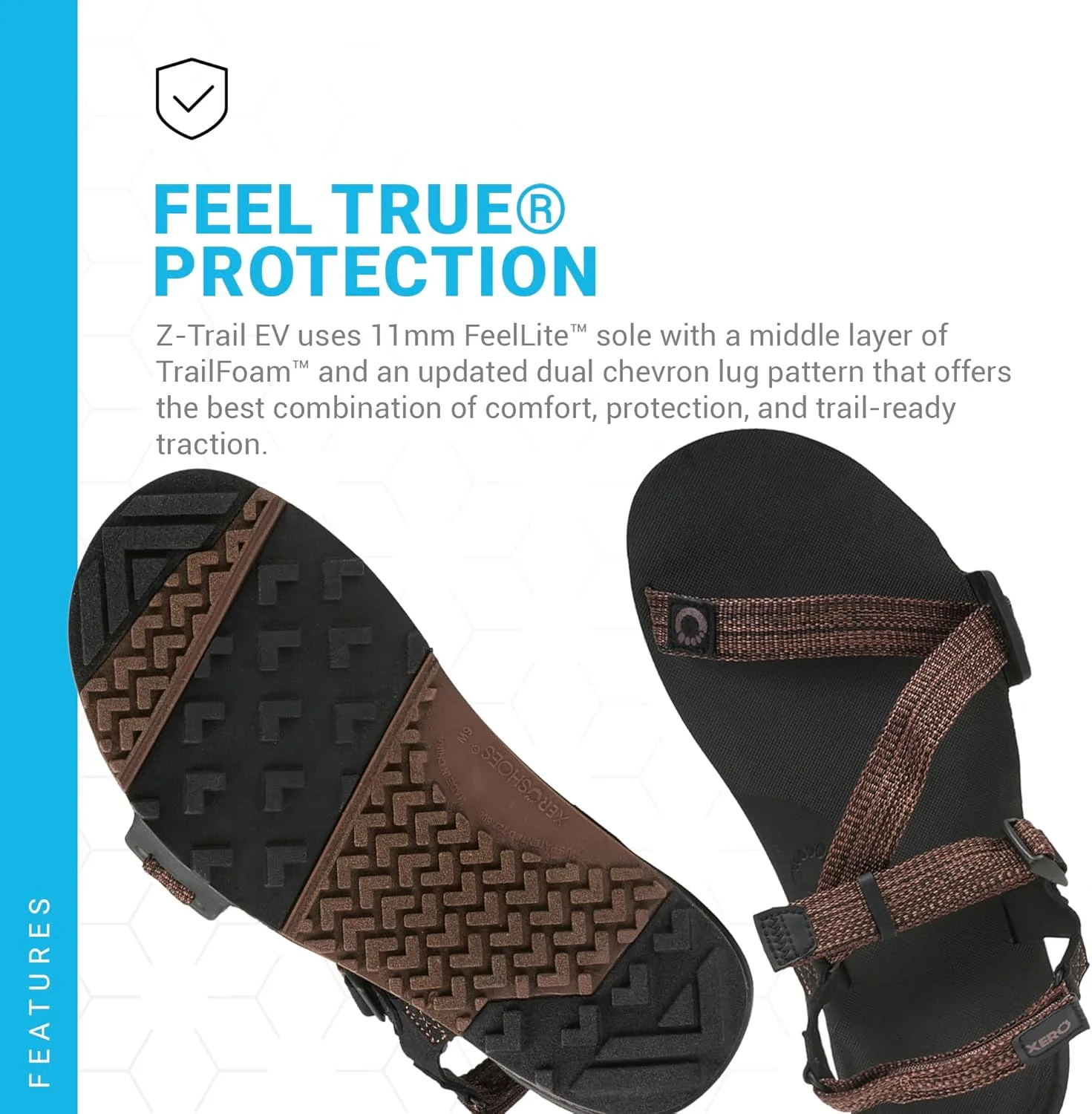 Сандалии Xero Shoes Z-Trail EV для мужчин - легкие походные сандалии для мужчин - походная обувь, высокие носки, минималистичные сандалии для тренировок и спорта для мужчин, коричневый — фото 3