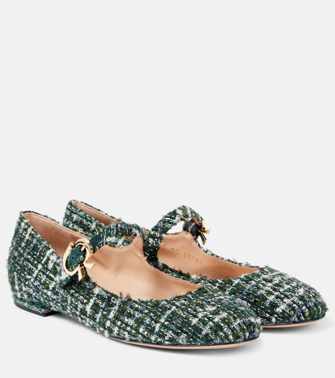 Туфли Mary Jane букле Mary Ribbon Gianvito Rossi, цвет hunter