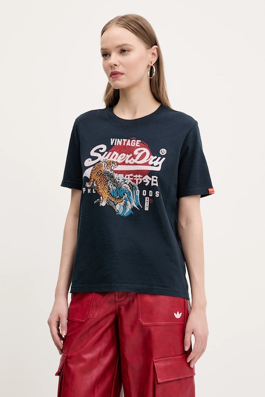 

Хлопковая футболка Superdry, темно-синий