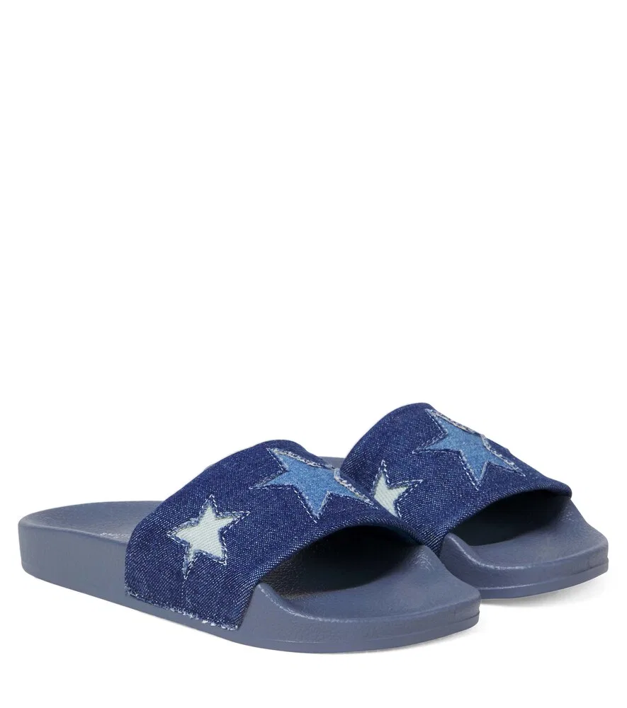 Джинсовые шлепанцы с вышивкой Stella McCartney Kids, синий