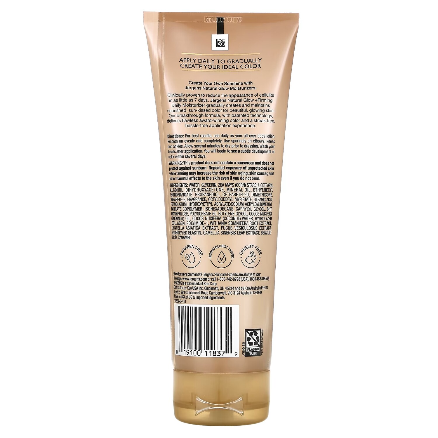Jergens Natural Glow Укрепляющий ежедневный увлажняющий крем от светлого до среднего, 7,5 жидких унций (221 мл) — фото 2