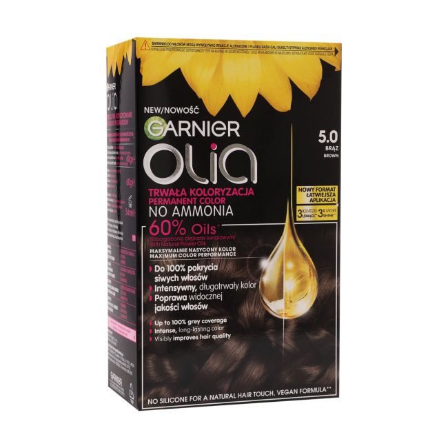 

Olia перманентная краска для волос без аммиака Garnier, цвет 5.0 brown