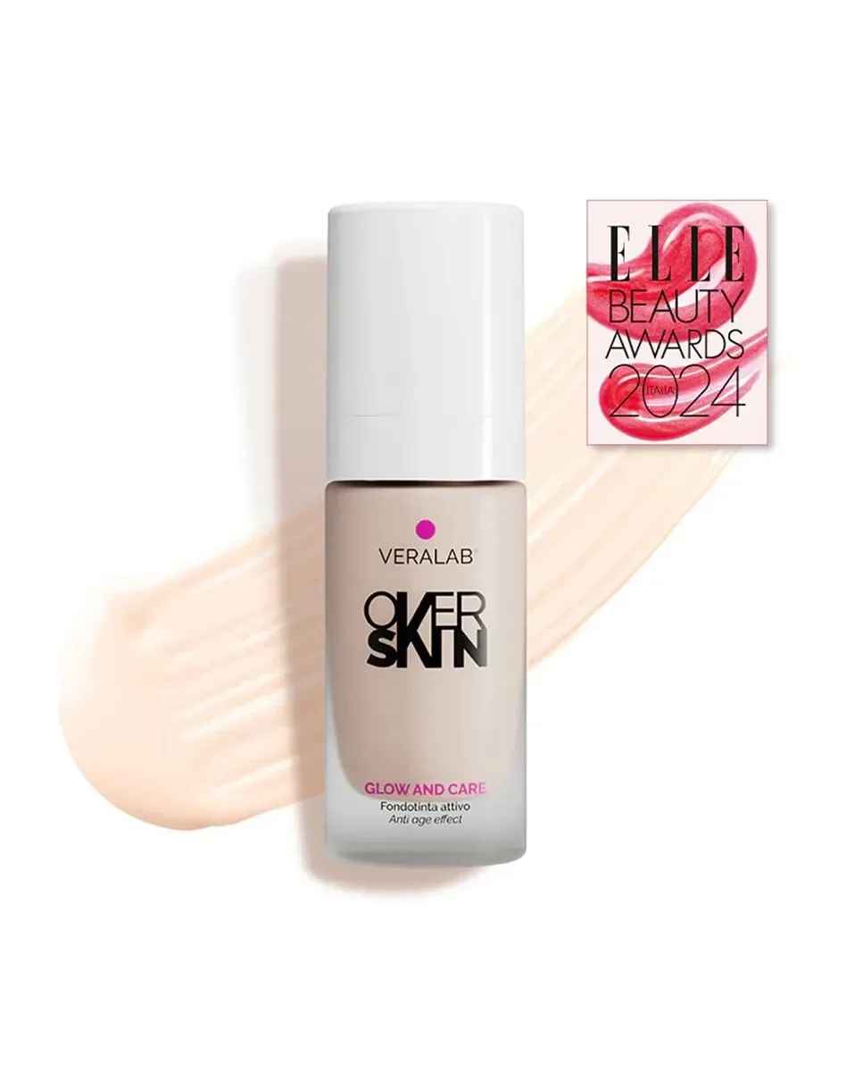Тональная основа Glow And Care 30 мл Overskin Veralab, 01 Porcelain — фото 2