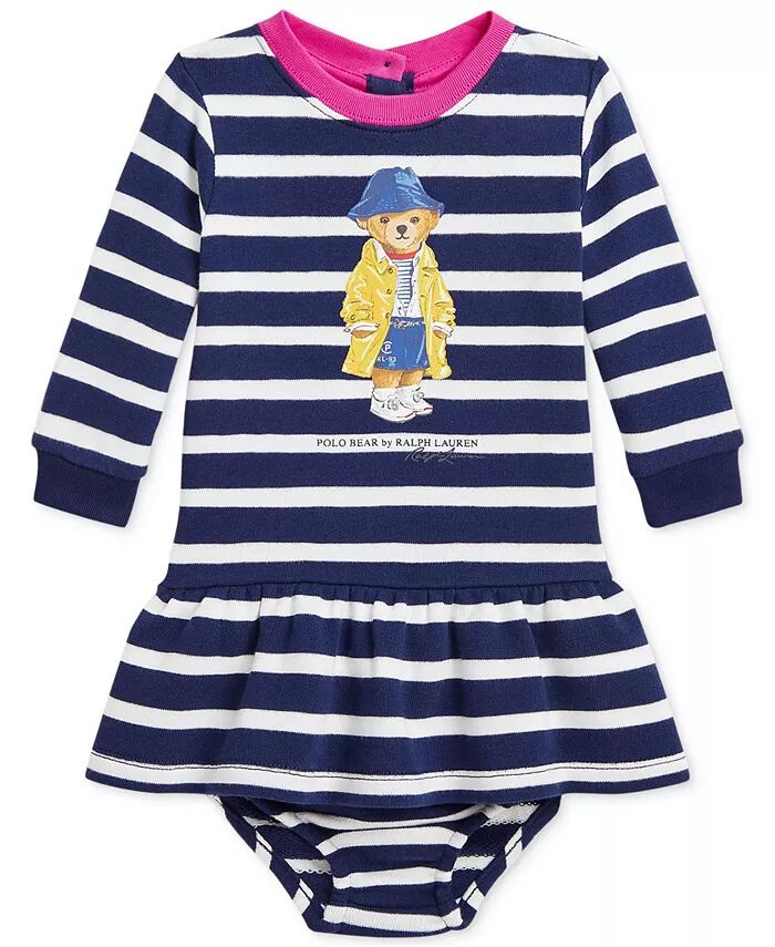 

Полосатое платье Polo Bear для девочек Polo Ralph Lauren, синий