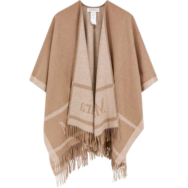 

MaxMara Логотип Детализированная бахромчатая накидка, Brown