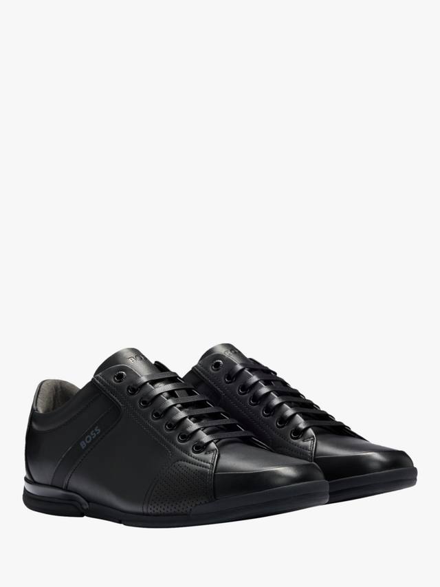 Босс кожаные шнурованные кроссовки HUGO BOSS, Black — фото 2