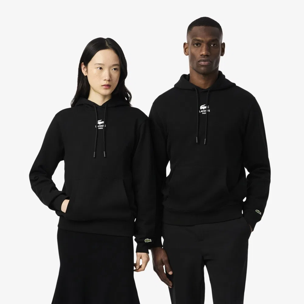 Мужское худи с мягким брендингом, чёрное, от Lacoste