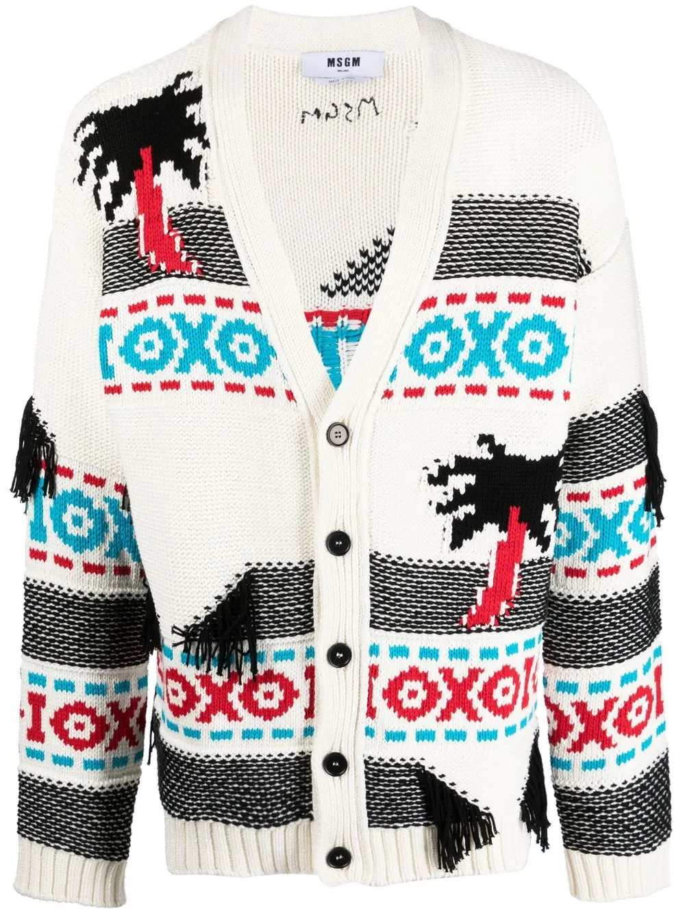 

Кардиган вязки интарсия с узором MSGM, белый