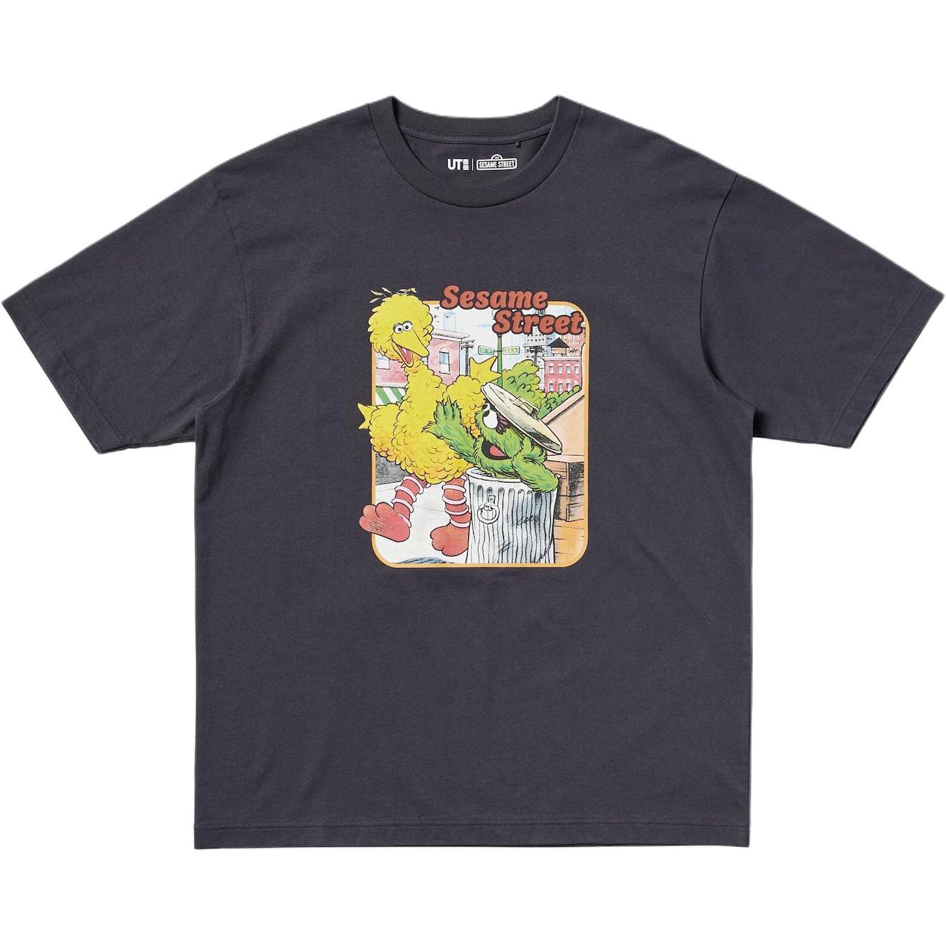 

Футболка Unisex Sesame Street X Sesame Street Collaboration Dark Gray UNIQLO, темно-серый