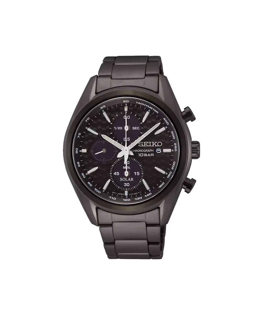 

Мужские часы Solar SSC773P1 со стальным и черным ремешком Seiko, черный