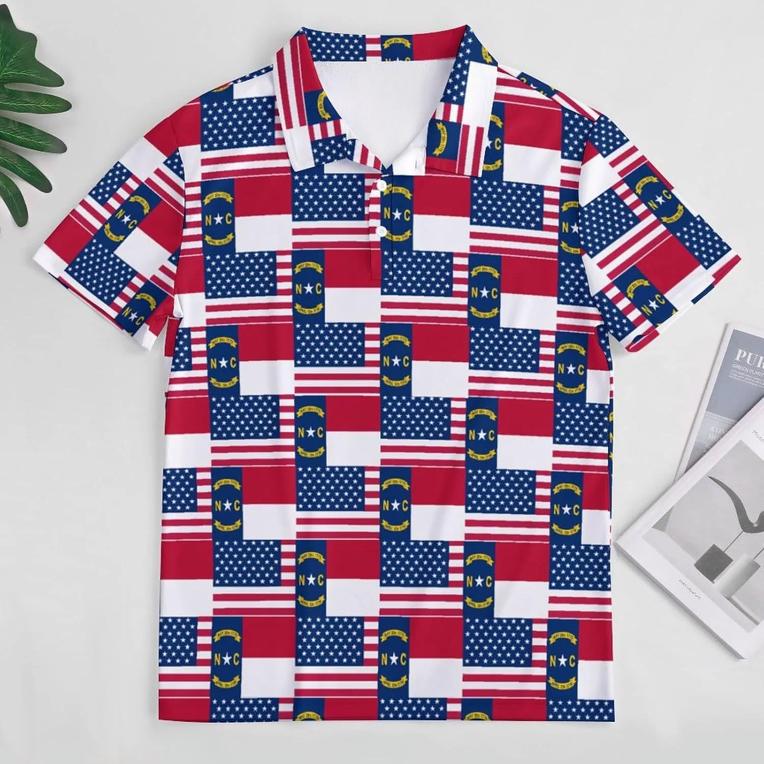 Женское поло с принтом флага США и Северной Каролины, Generic, Style — фото 2