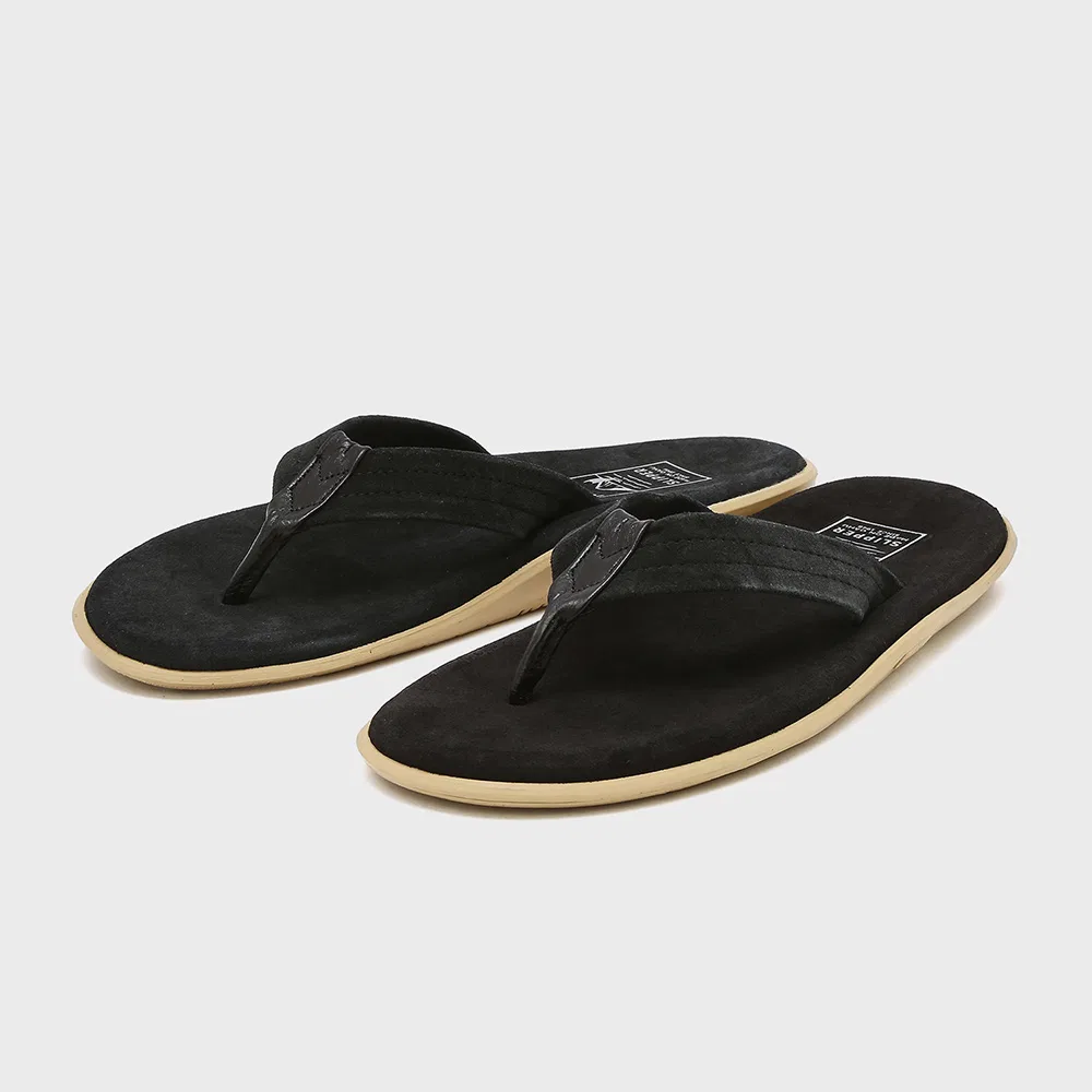 Мужские чёрные замшевые шлёпанцы Ultimate Suede Y от Island Slipper