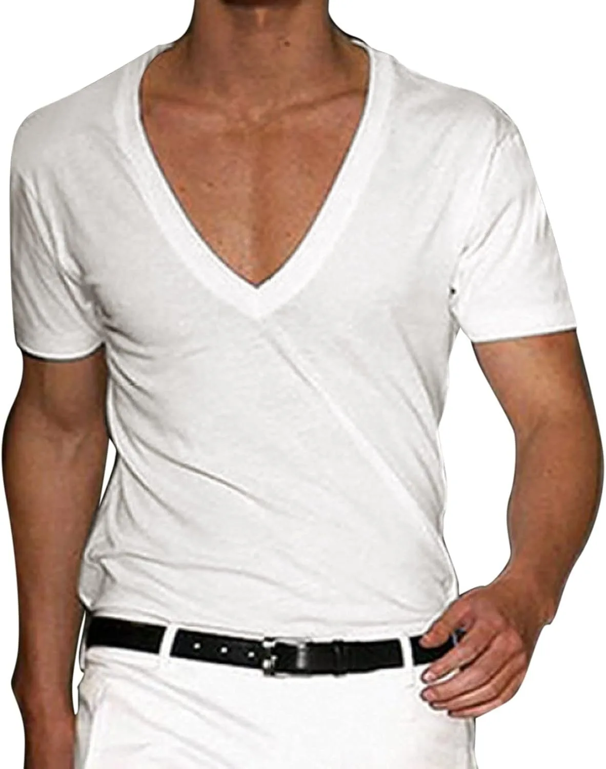 

Мужская футболка с глубоким V-образным вырезом и коротким рукавом Slim Fit LCMTWX