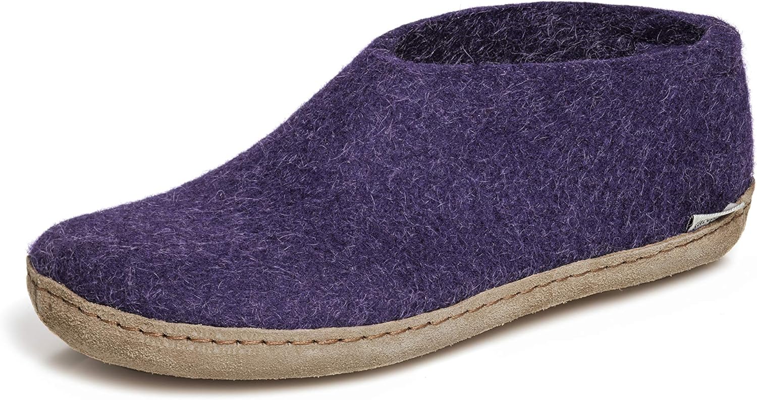 

Тапочки Glerups из смеси шерсти 100 с кожаной подошвой - унисекс, фиолетовый