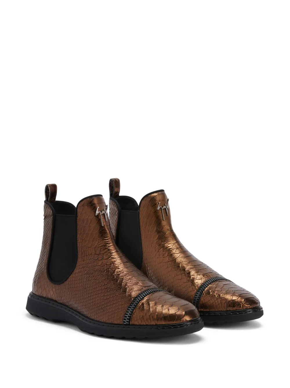 Ботинки с тиснением под крокодила Giuseppe Zanotti, коричневый — фото 2