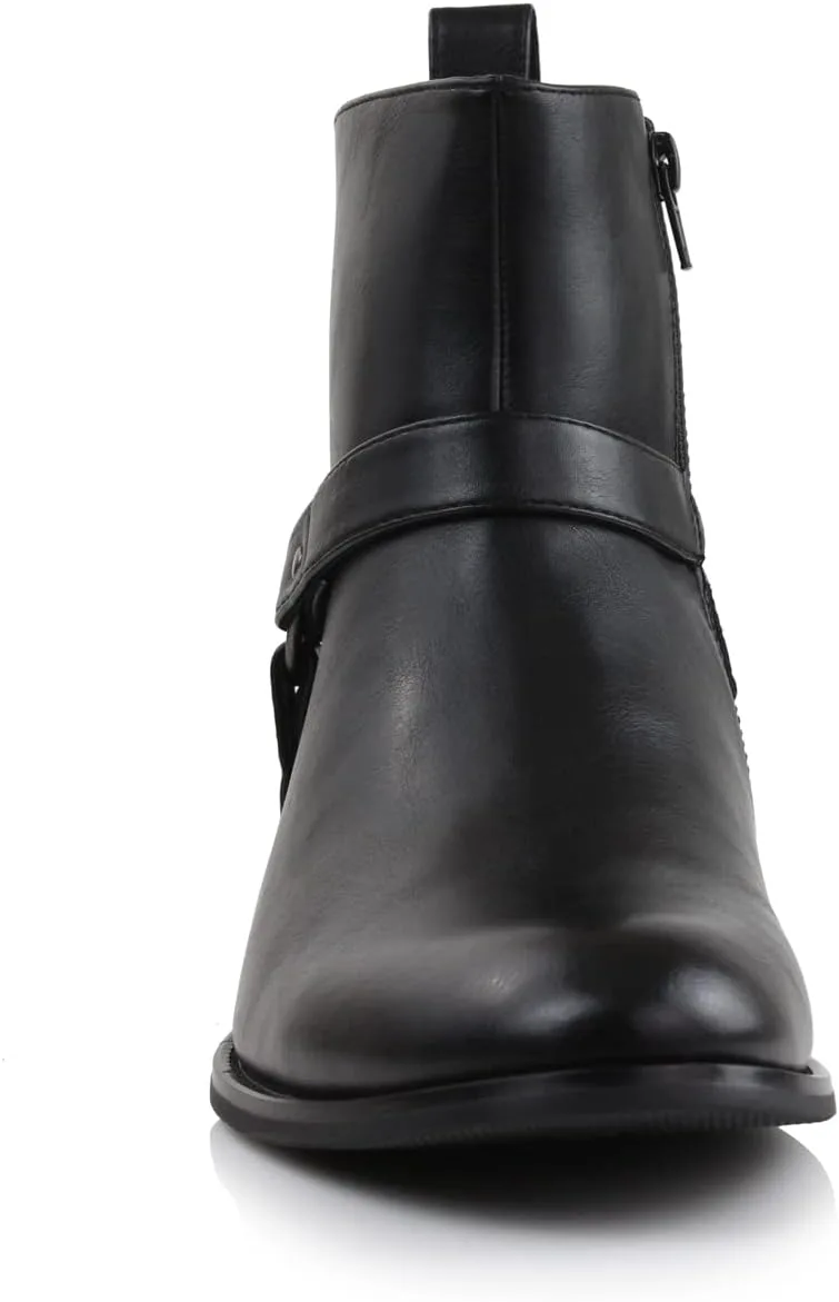 

Мужские инженерные ботинки Polar Fox | Мотоциклетные ботинки до щиколотки с ремешками и боковой молнией |, черный